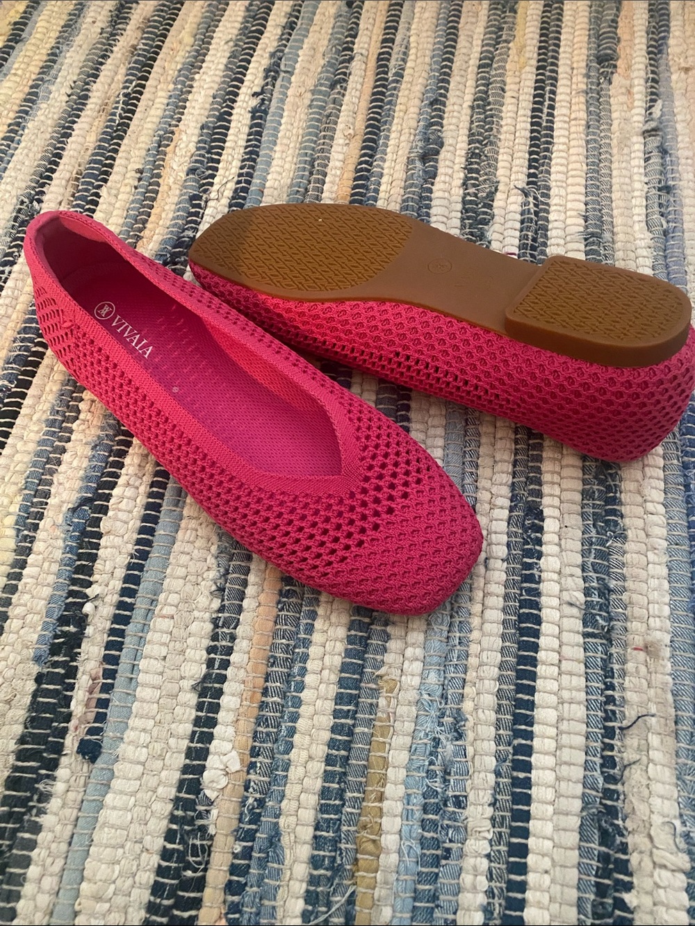 Vivaia Women's Pink Knit Ballet Flats - Lightweight Comfort